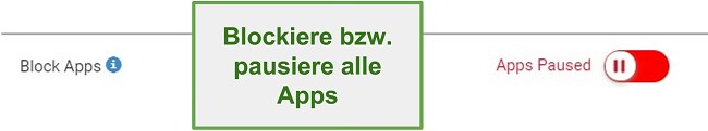 Screenshot von Webwatcher-Apps blockieren oder pausieren