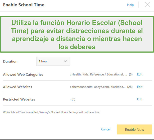 Función de escuela remota con Norton Family