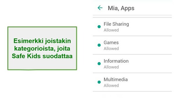 Turvalliset lapset -suodatinluokat