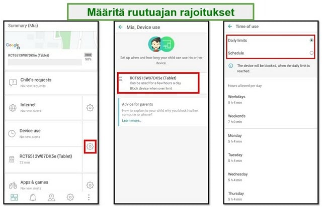 Turvallisten lasten näytön aikarajat