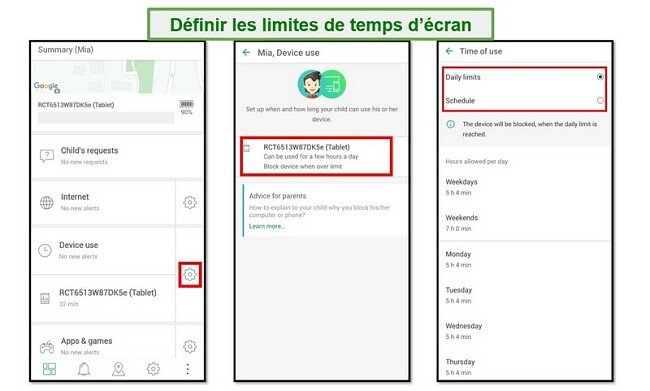 Limites de temps d'écran Safe Kids