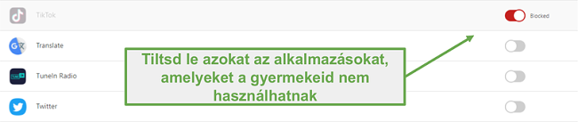 Alkalmazások letiltása a Norton Family alkalmazással