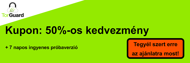 TorGuard VPN szelvény banner - 50% kedvezmény