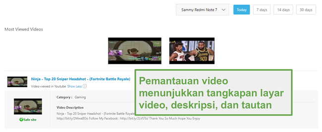 Pengawasan Video dengan Norton Family