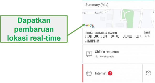 Safe Kids Pelacakan real-time secara real time