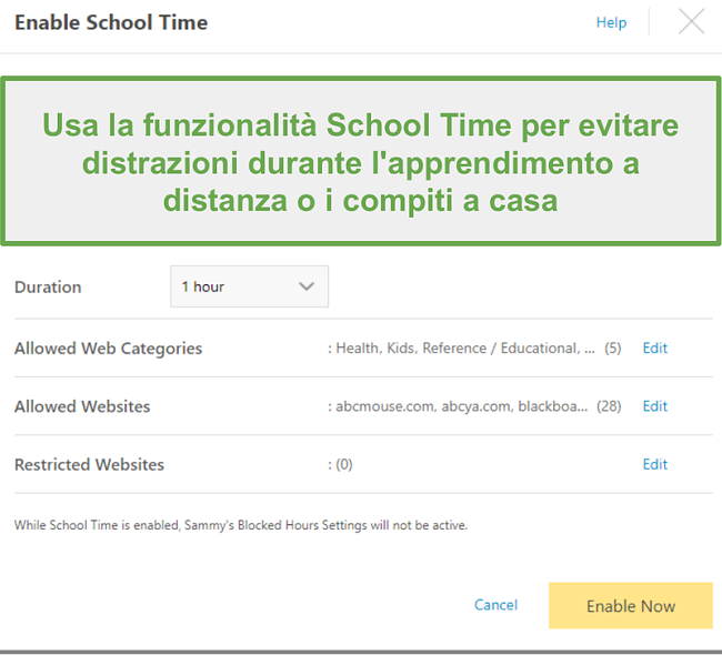 Funzionalità Remote School con Norton Family