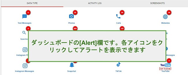 WebWatcherアラートセクションのスクリーンショット