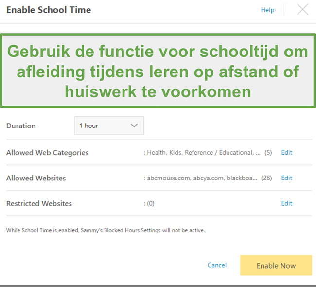 Remote School-functie met Norton Family
