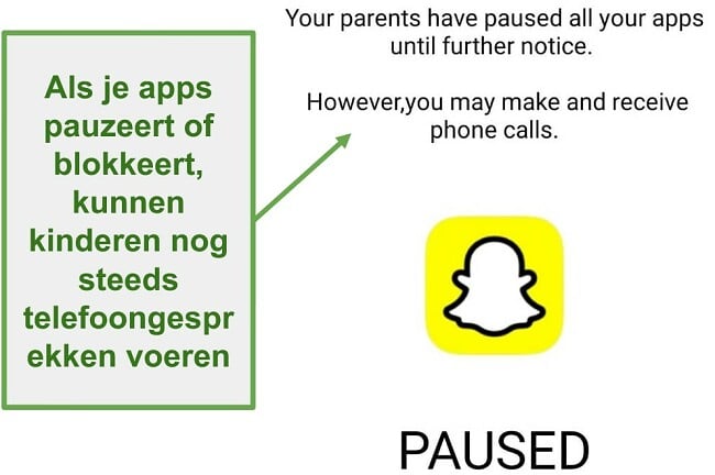 Screenshot van WebWatcher die apps pauzeert