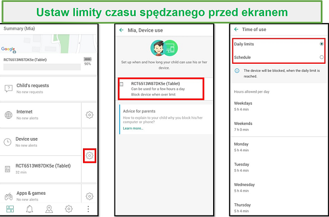 Limity czasu przed ekranem Safe Kids