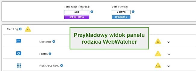 Zrzut ekranu pulpitu Webwatcher