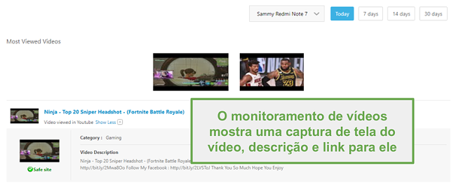 Supervisão de vídeo com Norton Family