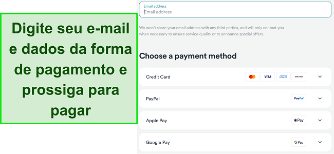 Captura de tela do site do Surfshark