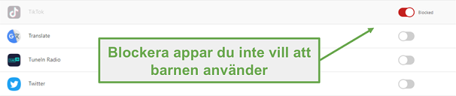 Blockera appar med Norton Family