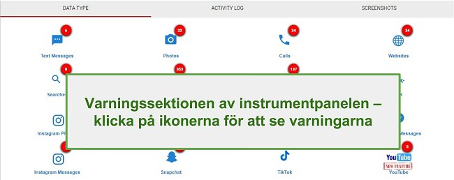 Skärmdump av avsnittet WebWatcher Alert