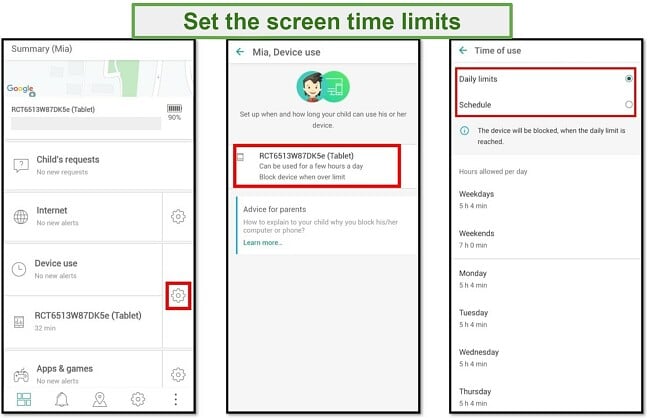 Safe Kids Screen Time Limits