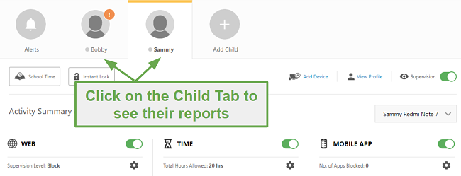 Set up Different Norton Family profiles for each child