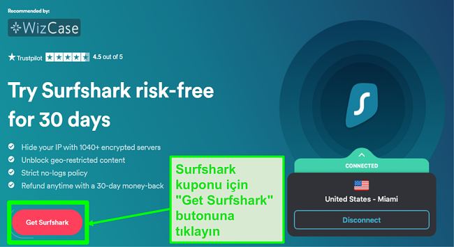 Surfshark'ın Surfshark kuponunuzu nasıl talep edeceğinizi gösteren gizli anlaşmalar sayfasının ekran görüntüsü
