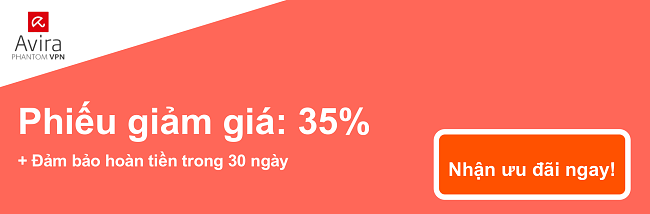 Biểu ngữ phiếu giảm giá AviraVPN - Giảm 35%