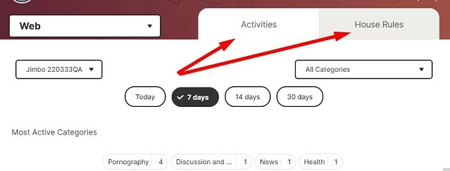 Norton Family dashboard