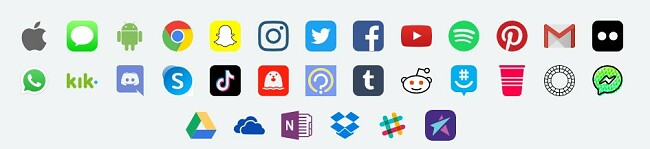 icons of social media it works with