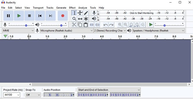 Audacity interface