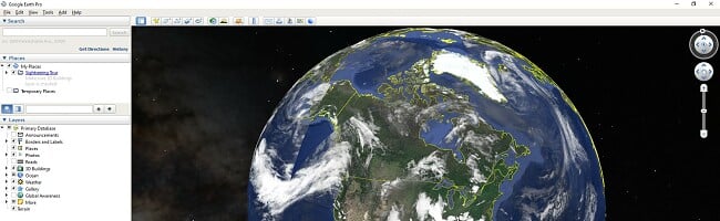 Screenshot der Google Earth-Anwendung