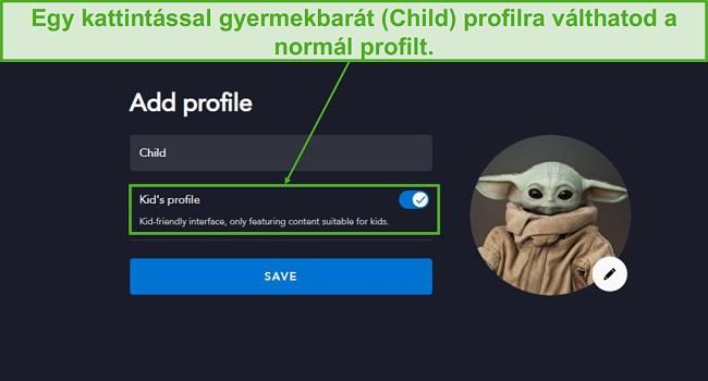 Egyetlen kattintással létrehozhat egy gyermekbarát profilt.