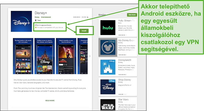 Miut&aacute;n csatlakozik egy amerikai szerverhez, k&ouml;nnyed&eacute;n telep&iacute;theti a Disney+ -ot az Androidra.