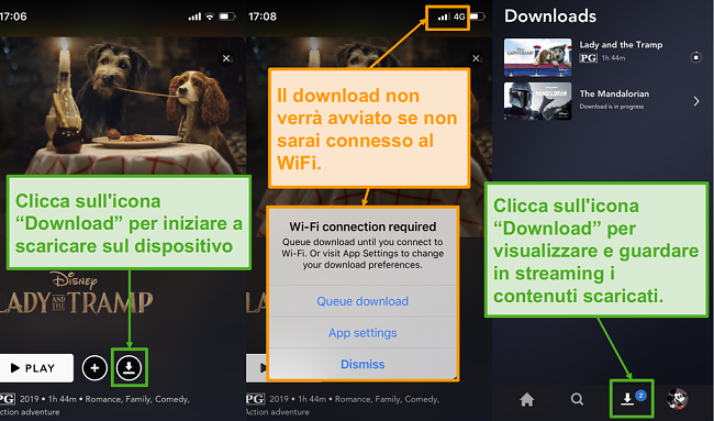 Utilizza l'app Disney per scaricare i tuoi contenuti preferiti e guardali in un secondo momento.