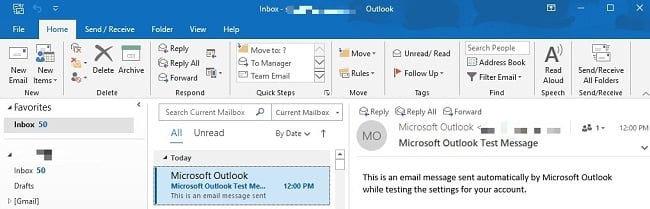 zrzut ekranu przedstawiający pulpit nawigacyjny roboczy programu MS Outlook