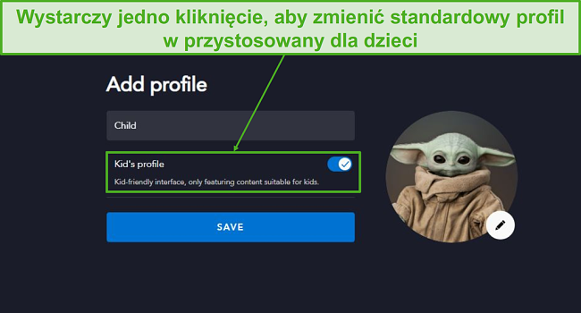 Utwórz profil przyjazny dla dzieci za pomocą jednego kliknięcia.