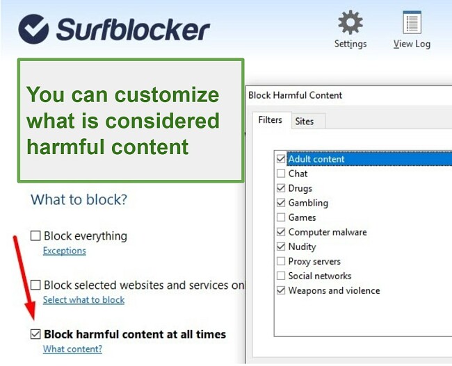 SurfBlocker Customize Harmful Content