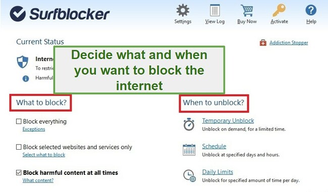 Surfblocker block and unblock