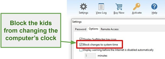 Surfblocker block changes to system time