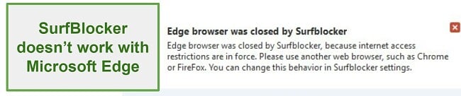 Surfblocker doesn't work with Edge