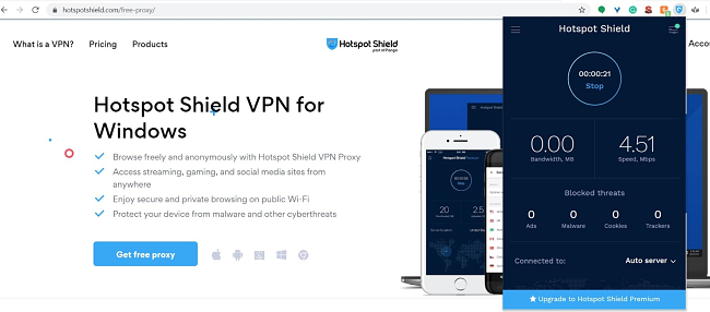 Captura de pantalla de la descarga de la extensión del navegador Hotspot Shield