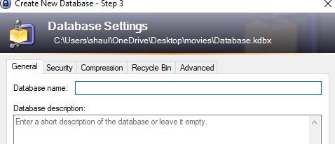 name your KeePass database