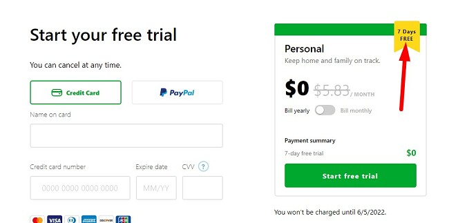 7 day free trial Evernote