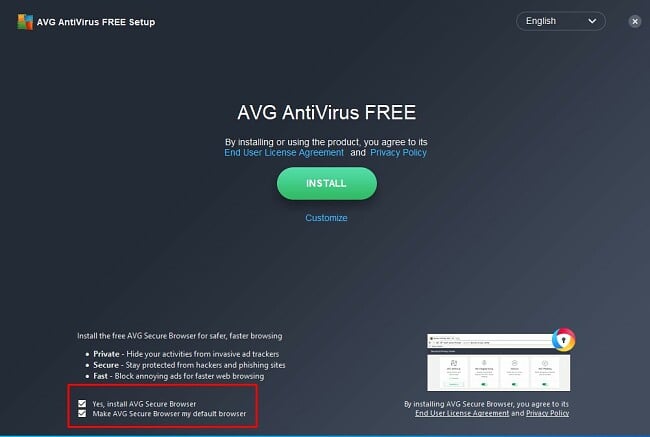 AVG secure browser