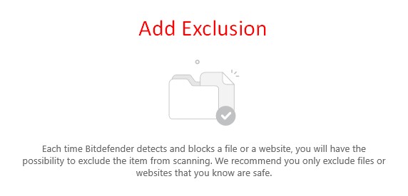 BitDefender Add Exclusion