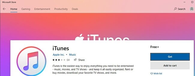 Download Itunes for Windows from Microsoft Store