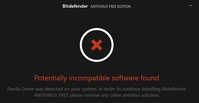 Incompatible softwarre with Bidefender