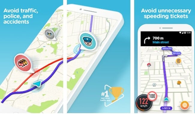 Screenshot of Waze app