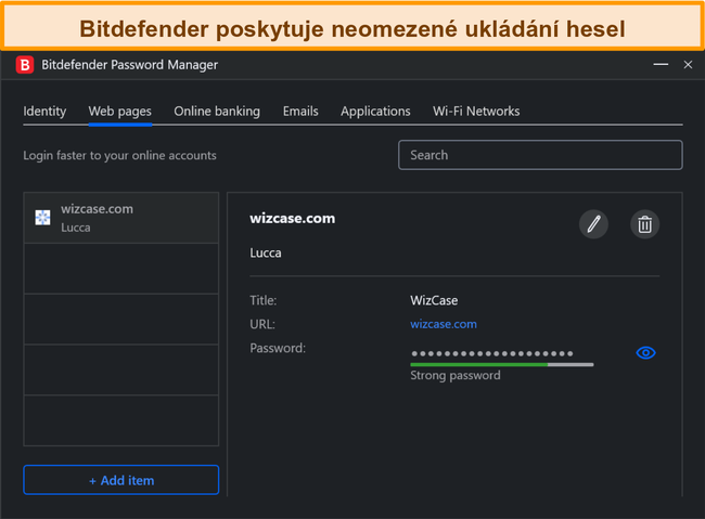 Správce hesel Bitdefenderu ve Windows.