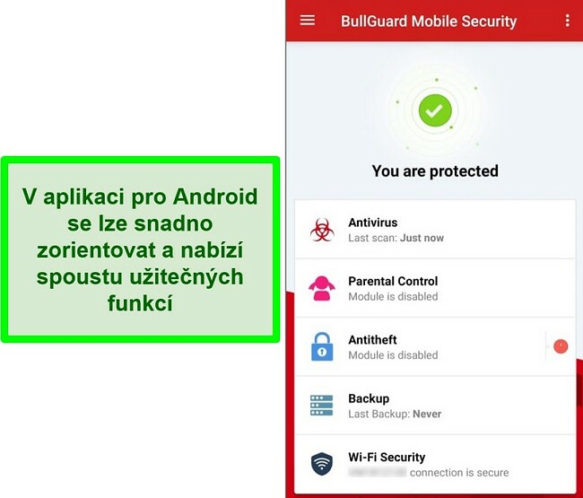 Screenshot z BullGuard Mobile Security pro Android