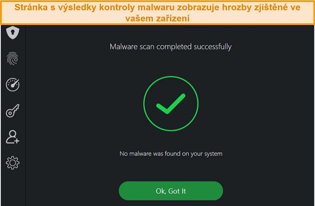 Screenshot výsledků antivirové kontroly TotalAV