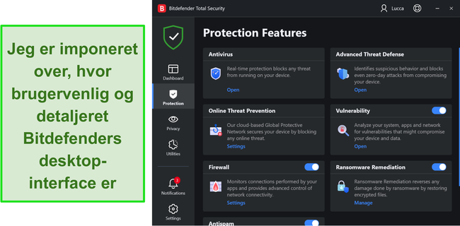 Bitdefenders desktop-interface