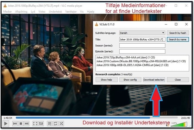 Hent undertekster med VLC