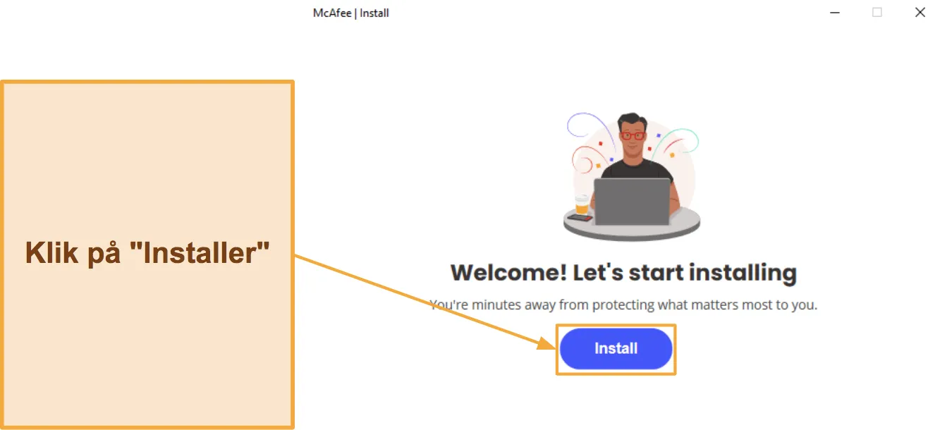 Start ops&aelig;tningen, og klik p&aring; knappen Installer for at begynde at installere appen.
